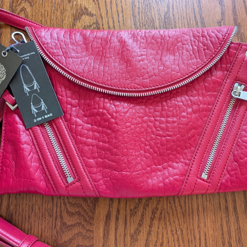 Vince Camuto Hot Pink Foldover Zip-Accent Wristlet Clutch
